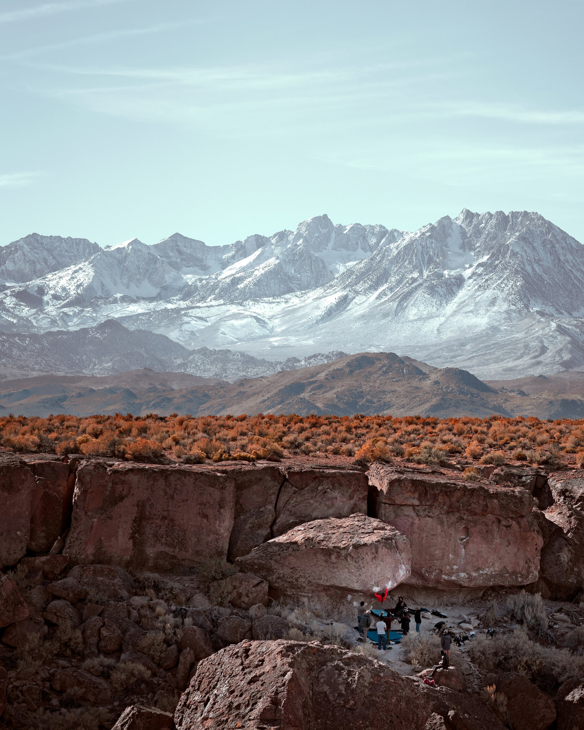 Rock climber in Moab, Utah, USA