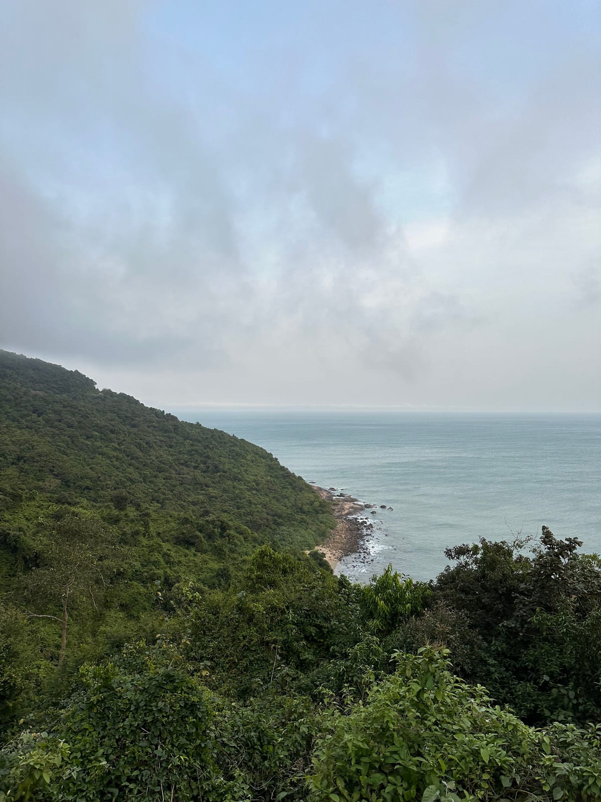 Coastline of the Son Tra peninsula above the Ghenh Bang boulders, Da Nang