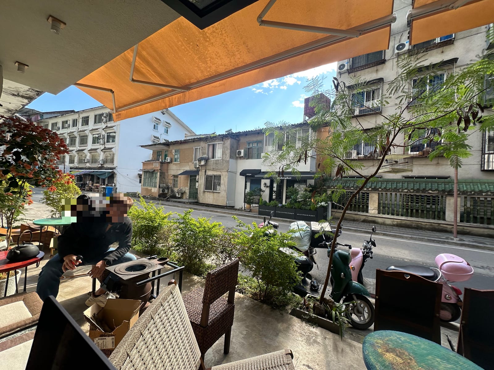 Terrace of a coffee shop five minutes walk from Climbers Inn, Yangshuo