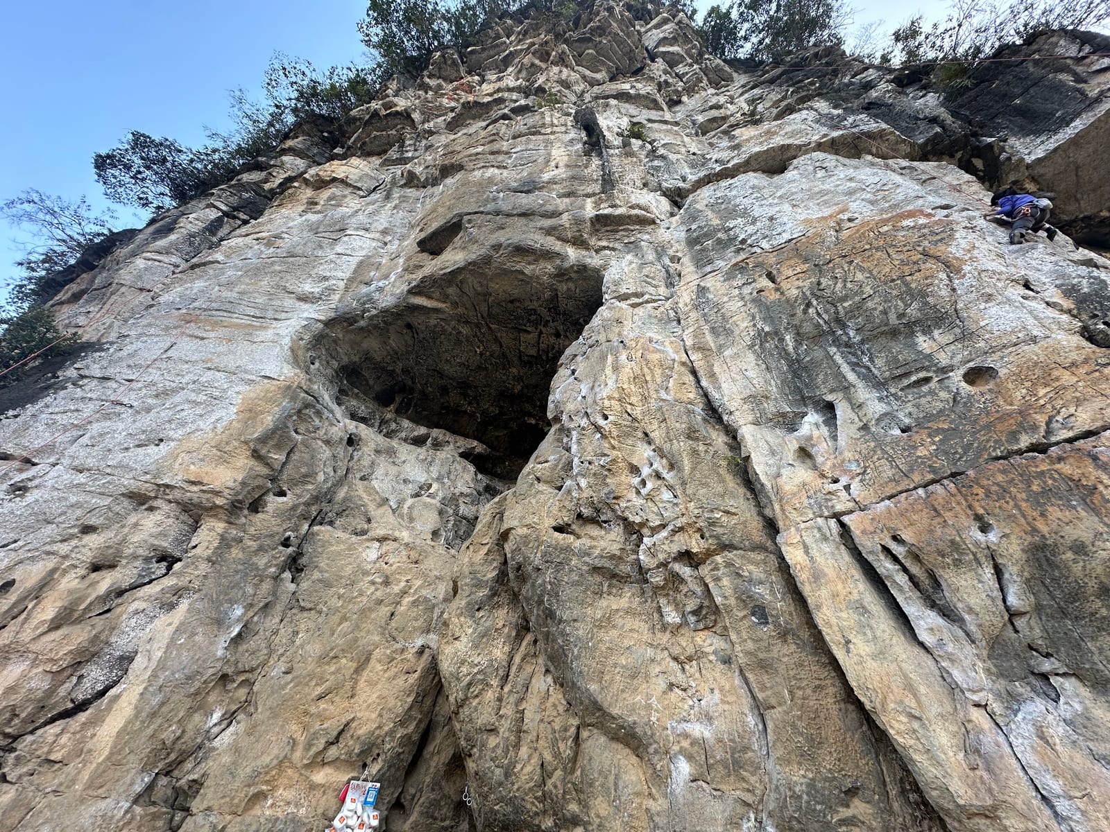The Egg crag in Yangshuo, a pocketed limestone tower with large huecos