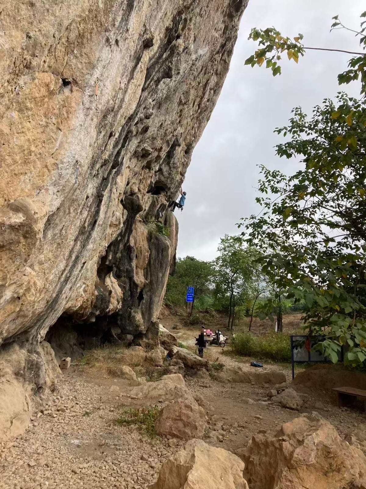 The large cave and arch feature at White Mountain crag in Yangshuo